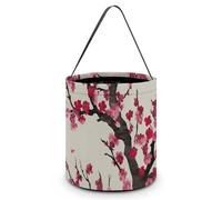 FodPand Blooming Cherry Tree Halloween Trick Or Treat Bucket, Reusable Goodie Candy Basket, Snack Bag Large Gift Tote Bags with Handles for Gifts Wrapping Party Favors Supplies