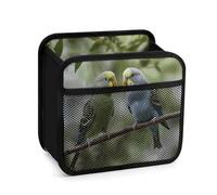 FodPand Blue And Green Parakeets Car Seat Organizer Backseat with Storage Pockets, Multipurpose Car Organizer Hanging, Cars Trash Bag Can,Premium PU Leather Garbage Can Large Capacity