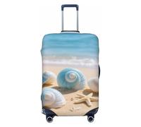 FodPand Blue Beach Shell Travel Luggage Cover Elastic Suitcase Cover Protector Anti-Scratch Luggage Protector Universal Washable Travel Sleeve Baggage Case Fits 18-32 Inch Suitcase, Black, XL