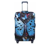 FodPand Blue butterfly Travel Luggage Cover Elastic Suitcase Cover Protector Anti-Scratch Luggage Protector Universal Washable Travel Sleeve Baggage Case Fits 18-32 Inch Suitcase, Black, XL
