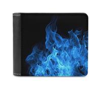 FODPAND Blue Flame Leather Wallet Extra Capacity Bifold Wallet Slim Minimalist Front Pocket Wallets Credit Card Holder