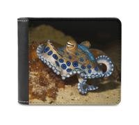 FodPand Blue Ring Octopus Leather Wallets for Men Women Credit Card Holder Slim Billfold Wallet with 6 Card Slots