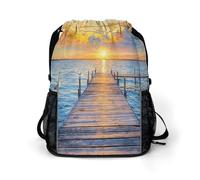 FodPand Blue Sea Beach at Sunrise Gym Bag Backpack Drawstring Backpack