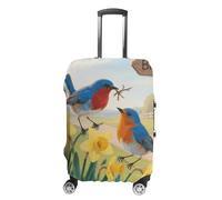 FodPand Bluebirds And Daffodils Luggage Covers for Suitcase Protector Fits 19-32 Inch Suitcase Cover, Washable Travel Baggage Covers Durable Luggage Protector for Secure Fit, style, XL, Modern