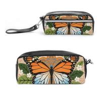 FodPand Boho Mandala Butterfly Pencil Pouch Mini Makeup Bag with Handle - 7.8x3.9x2.1 Inches Durable Waterproof PU Leather, Large Capacity Portable Pencil Case for Office, Travel