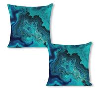FodPand Bright Aqua Blue Turquoise Pillow Covers 18x18 Inch, Farmhouse Linen Pillow Cases for Couch, Double-Sided Decorative Throw Pillow Covers Square Cushion Covers for Living Room Bedroom