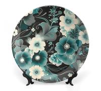 FodPand Bright Floral Images Decorative Plate with Display Stand | Round Bone China Plates Porcelain Wall Hanging Large Plate Personalized Photo Ceramic Dinner Plate Tabletop Art 6inch