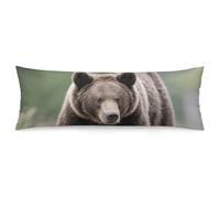 FodPand Brown Bear Walking Body Pillow Cover 20"x54" Long Pillow Case with Zipper Decorative Bedding Pillowcase Boho Throw Pillows Cover Soft Cushion Pillows Case for Bed,Couch