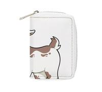 FodPand Brown Goat Credit Card Holder Compact Leather Card Wallet Zipper Portable Id Purse 20 Cards Slots