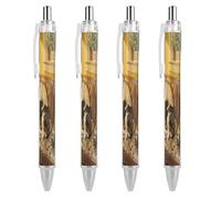 FodPand Brown Gordon Setter Pug Snuggles Ballpoint Pens Fine Point Smooth Writing Pen Retractable Ball Point Pens 0.5mm Black Ink Pen Office Supplies Gifts for Men Women 4 PCS