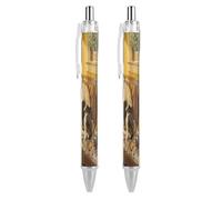 FodPand Brown Gordon Setter Pug Snuggles Ballpoint Pens Fine Point Smooth Writing Pen Retractable Ball Point Pens 0.5mm Black Ink Pen Office Supplies Gifts for Men Women 2 PCS