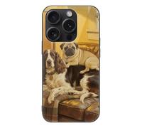 FodPand Brown Gordon Setter Pug Snuggles Phone Case for iPhone 15 Tempered Glass Hard Phone Protective Cover Anti-Scratch Shockproof Minimalist Aesthetic Case for Women & Men