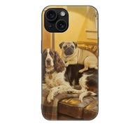FodPand Brown Gordon Setter Pug Snuggles Phone Case for iPhone 15 Tempered Glass Hard Phone Protective Cover Anti-Scratch Shockproof Minimalist Aesthetic Case for Women & Men