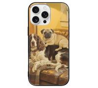 FodPand Brown Gordon Setter Pug Snuggles Phone Case for iPhone 16 Tempered Glass Hard Phone Protective Cover Anti-Scratch Shockproof Minimalist Aesthetic Case for Women & Men