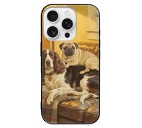 FodPand Brown Gordon Setter Pug Snuggles Phone Case for iPhone 16 Tempered Glass Hard Phone Protective Cover Anti-Scratch Shockproof Minimalist Aesthetic Case for Women & Men
