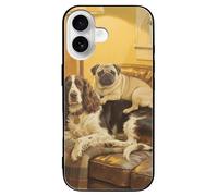 FodPand Brown Gordon Setter Pug Snuggles Phone Case for iPhone 16 Tempered Glass Hard Phone Protective Cover Anti-Scratch Shockproof Minimalist Aesthetic Case for Women & Men