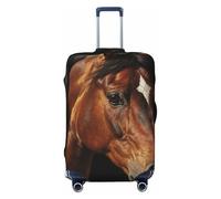 FodPand Brown Horse Travel Luggage Cover Elastic Suitcase Cover Protector Anti-Scratch Luggage Protector Universal Washable Travel Sleeve Baggage Case Fits 18-32 Inch Suitcase, Black, L