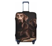 FodPand Brown Labrador Retriever Travel Luggage Cover Elastic Suitcase Cover Protector Anti-Scratch Luggage Protector Universal Washable Travel Sleeve Baggage Case Fits 18-32 Inch Suitcase, Black, XL