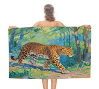 FodPand Brown Leopard Beach Towel Quick Dry Bath Towels Lightweight Sand Free Pool Bath Shower Towels 31X51 Oversized Beach Blanket for Swimming Travel Favors Birthday Vacation Gift