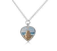 FodPand Building A Sandcastle Pet Urn Necklace, Cremation Keepsake Pendant | Heart Cat Ashes Necklace for Women Men, Memorial Keepsake Jewelry for Lost dog, Waterproof Cat Urn Locket for Ashes