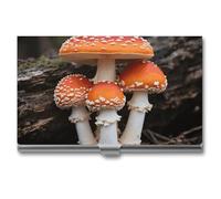 FodPand Business Card Holder Slim Metal, Buckle Closure Aluminum Business Card Case, Abstract Tiger Professional Name Cards Organizer for Executives, Pocket Cards Wallet for Men & Women, Amanita