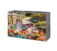 FodPand Butterfly Dance Along The Flower Path Cube Bins with Double Handles,Set of 6 Cube Organizer, Stackable And Foldable Storage Bins for Organization, Closet, Shelves, Offices