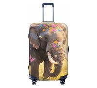 FodPand Butterfly Elephant Travel Luggage Cover Elastic Suitcase Cover Protector Anti-Scratch Luggage Protector Universal Washable Travel Sleeve Baggage Case Fits 18-32 Inch Suitcase, Black, S