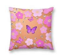 FodPand Butterfly Flower Sparkle Throw Pillow Covers 16 "x16 Decorative Plush Pillowcase with Hidden Zipper Double-Sided Boho Farmhouse Cushion Case for Sofa Bed Chair, Holiday Decor, Home Gift