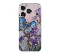 FodPand Butterfly Iris Bloom Phone Case for iPhone 17 TPU Hard Phone Protective Cover Anti-Scratch Shockproof Minimalist Aesthetic Case for Women & Men Transparent