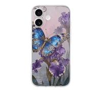 FodPand Butterfly Iris Bloom Phone Case for iPhone 17 TPU Hard Phone Protective Cover Anti-Scratch Shockproof Minimalist Aesthetic Case for Women & Men Transparent