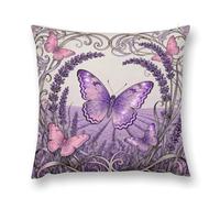 FodPand Butterfly Lavender Spike Throw Pillow Covers 12 "x12 Decorative Plush Pillowcase with Hidden Zipper Double-Sided Boho Farmhouse Cushion Case for Sofa Bed Chair, Holiday Decor, Home Gift