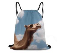 FodPand Camel Looking Up at The Sky Drawstring Backpack Sports Gym Bags Large Cinch Storage Sack for Travelling And Everyday Use