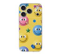 FodPand Candy Happy Face Pattern Phone Case for iPhone 17 TPU Hard Phone Protective Cover Anti-Scratch Shockproof Minimalist Aesthetic Case for Women & Men Transparent