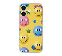 FodPand Candy Happy Face Pattern Phone Case for iPhone 17 TPU Hard Phone Protective Cover Anti-Scratch Shockproof Minimalist Aesthetic Case for Women & Men Transparent