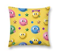 FodPand Candy Happy Face Pattern Throw Pillow Covers 18 "x18 Decorative Plush Pillowcase with Hidden Zipper Double-Sided Boho Farmhouse Cushion Case for Sofa Bed Chair, Holiday Decor, Home Gift