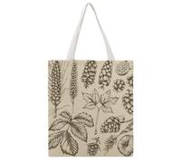 FodPand Canvas Tote Bag with Handles Reusable Beige Grain Pattern Grocery Shopping Bag Carry on Tote Purse Casual Handbag Everyday Shoulder Bags for Office Market Beach Daily Essentials