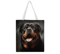 FodPand Canvas Tote Bag with Handles Reusable Cool Rottweiler Dog Art Grocery Shopping Bag Carry on Tote Purse Casual Handbag Everyday Shoulder Bags for Office Market Beach Daily Essentials