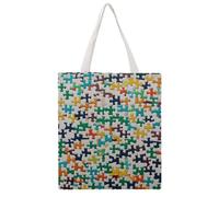 FodPand Canvas Tote Bag with Handles Reusable Different Jigsaw Puzzles Grocery Shopping Bag Carry on Tote Purse Casual Handbag Everyday Shoulder Bags for Office Market Beach Daily Essentials
