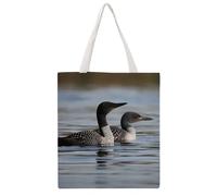 FodPand Canvas Tote Bag with Handles Reusable Loon Birds Grocery Shopping Bag Carry on Tote Purse Casual Handbag Everyday Shoulder Bags for Office Market Beach Daily Essentials