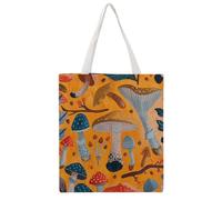 FodPand Canvas Tote Bag with Handles Reusable Various Mushrooms Grocery Shopping Bag Carry on Tote Purse Casual Handbag Everyday Shoulder Bags for Office Market Beach Daily Essentials