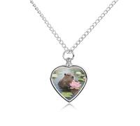 FodPand Capybara Pet Memorial Necklace for Ashes Waterproof Cremation Jewelry for Men Women Adjustable Pet Urn Pendant with Filling Kit Keepsake Gift for Loss of Dog Cat