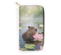 FodPand Capybara Wallets for Men Women - PU Leather Zip Around Wallet with 4 Card Slots & 3 Cash Compartments, 7.8 X 4.1 Inch Large Capacity Long Purse for Travel