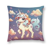 FodPand Cartoon Cute Horse Rainbow Throw Pillow Covers 16 "x16 Decorative Plush Pillowcase with Hidden Zipper Double-Sided Boho Farmhouse Cushion Case for Sofa Bed Chair, Holiday Decor, Home Gift