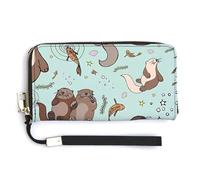 FodPand Cartoon Cute Otter Long Wallet Multi-card Slot Wallet Large Capacity Long Purse Zip Wristlet Purse,Women Men
