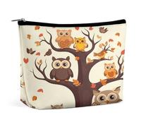 FodPand Cartoon Family Owls On The Brown Tree Toiletry Bag Large Capacity Makeup Bag Travel Makeup Pouch Mini Cosmetic Bags Zipper Make Up Storage Pouch Make Up Organizer Tool Pouchs