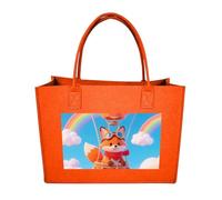 FodPand Cartoon Fox Felt Tote Bag Reusable Large Handbag | Foldable Grocery Shopping Bag for Women Men, Daily Commute, Work,Travel, Lightweight, Christmas Gift Bags