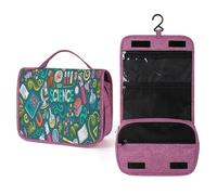 FodPand Cartoon Science Theme Hanging Toiletry Bag Waterproof Bathroom Toiletry Bag Compartments Multifunctional Makeup Bag Makeup And Toiletries Organizer Travel Toiletries Bags