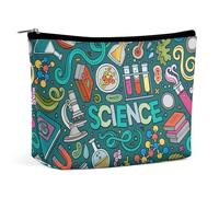FodPand Cartoon Science Theme Toiletry Bag Large Capacity Makeup Bag Travel Makeup Pouch Mini Cosmetic Bags Zipper Make Up Storage Pouch Make Up Organizer Tool Pouchs