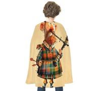 FodPand Cartoon Scottish Bagpipe Halloween Cloak Reversible Renaissance Cape Medieval Costume for Cosplay Themed Party Dress Up
