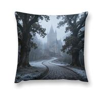 FodPand Castle Pathway Woods Throw Pillow Covers 20 "x20 Decorative Plush Pillowcase with Hidden Zipper Double-Sided Boho Farmhouse Cushion Case for Sofa Bed Chair, Holiday Decor, Home Gift